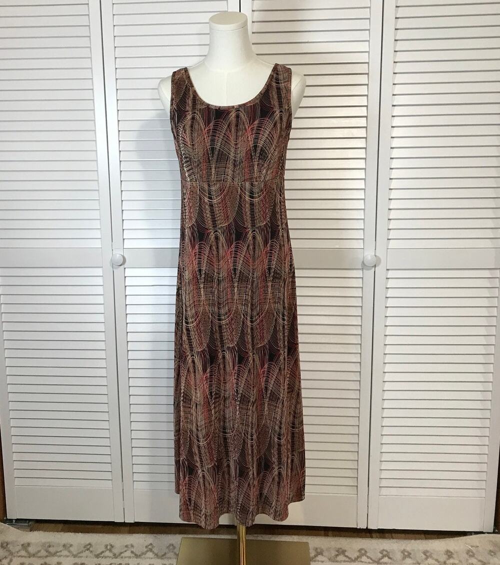 Connected Apparel Y2K Retro Boho Abstract Empire Waist Maxi Dress 4P